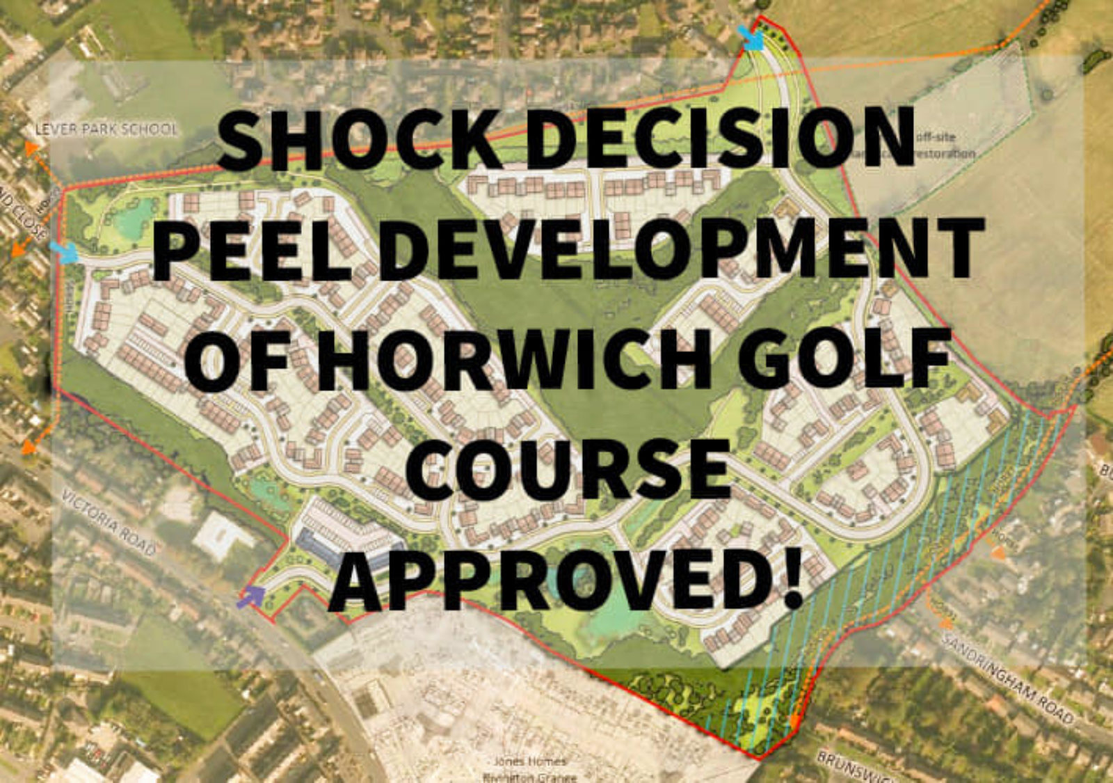 picture of planning application of Horwich Golf Course with writing over it